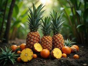 Ananas comosus — piantagione tropicale (immagine editoriale ultra-realistica, fal.ai)