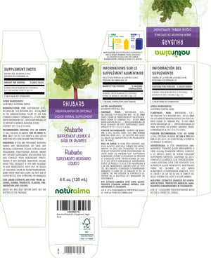 Rhubarbe Teinture liquide sans alcool - Naturalma - Supplément à base de plantes