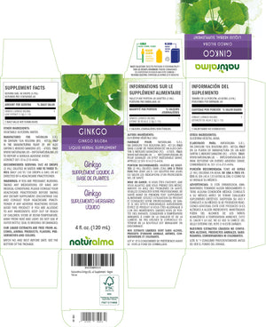 Ginkgo Teinture liquide sans alcool - Naturalma - Supplément à base de plantes